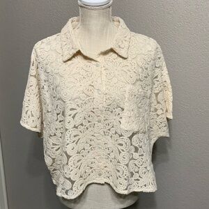 OAT New York Lace & Mesh Crop Top XL